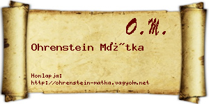 Ohrenstein Mátka névjegykártya